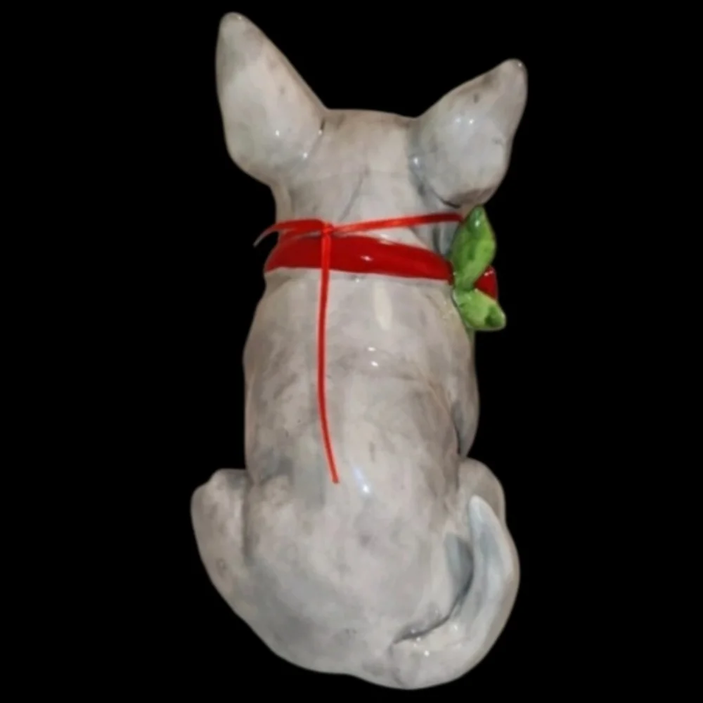 Blue Sky Ceramics Frenchie French Bulldog Red Roses Collar Figurine Valentines